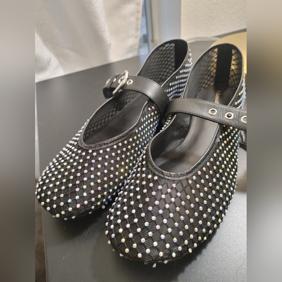 Reformation Bethany Ballet Flat Black Studded Women's Shoes - Picture 2 of 6